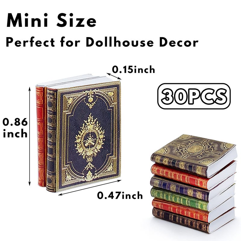 Baaxxango 30 Pack 1:12 Scale Miniatures Dollhouse Books Assorted Timeless Miniatures Books Mini Books Dollhouse Decoration Dollhouse Accessories Toy Supplies for Boys and Girls - Image 2